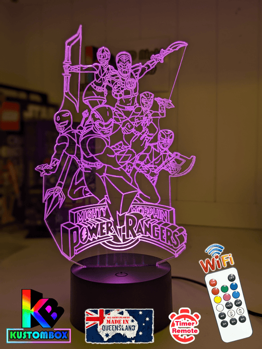 Power Rangers Personalised 3D LED Night Light Lamp - KustomboxNight Lights & Ambient LightingKustomboxStandard Size No Name