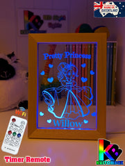 Pretty Princess Personalised Name Timber Frame USB 3D LED Night Light Lamp - KustomboxNight Lights & Ambient LightingKustomboxTimber Frame Light - $34.99