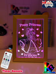 Pretty Princess Personalised Name Timber Frame USB 3D LED Night Light Lamp - KustomboxNight Lights & Ambient LightingKustomboxTimber Frame Light - $34.99