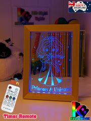Princess & Baby Unicorn Personalised Name 3D LED Night Light - KustomboxNight Lights & Ambient LightingKustomboxTimber Frame Light - $34.99