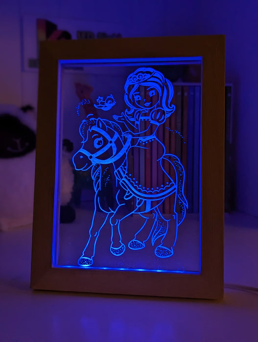 Princess & Pony Personalised Name 3D LED Night Light Lamp