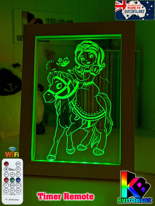 Princess & Pony Personalised Name 3D LED Night Light Lamp