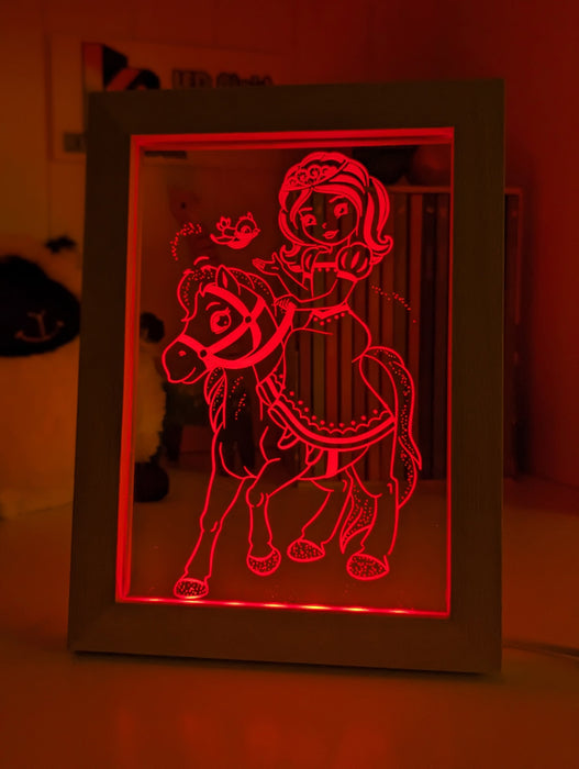 Princess & Pony Personalised Name 3D LED Night Light Lamp