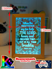 Psalm 34:17 Quote Personalised Name Timber Frame USB 3D LED Night Light Lamp - KustomboxNight Lights & Ambient LightingKustomboxTimber Frame Light - $34.99