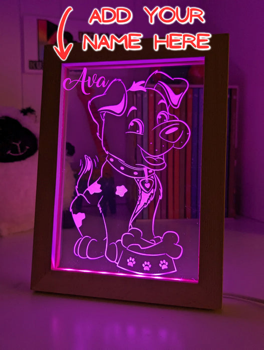 Puppy Dog Personalised Name 3D LED Night Light Childrens Lamp