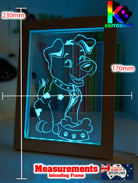 Puppy Dog Personalised Name 3D LED Night Light Childrens Lamp