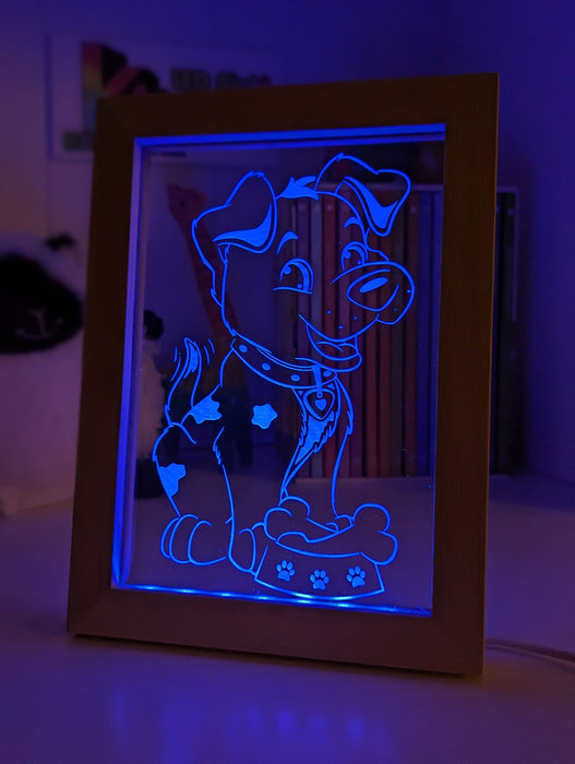 Puppy Dog Personalised Name 3D LED Night Light Childrens Lamp