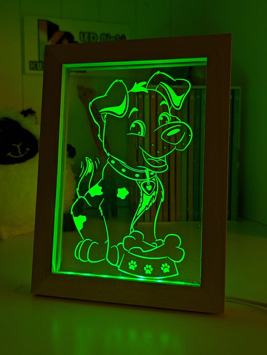 Puppy Dog Personalised Name 3D LED Night Light Childrens Lamp