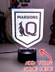 QLD Maroons State of Origin Personalised New 3D LED Night Light Logo Custom Name Lamp - KustomboxNight Lights & Ambient LightingKustomboxStandard Size - Personalised Name