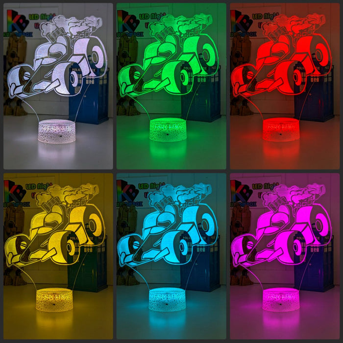 RACING CAR F1 3D LED NIGHT LIGHT LAMP CHILDREN'S BEDROOM - KustomboxNight Lights & Ambient LightingKustomboxStandard No Name