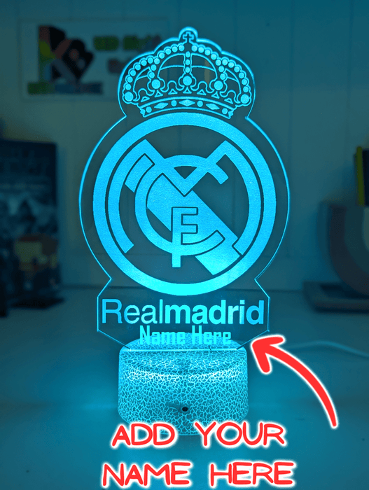 REAL MADRID Football Soccer Club 3D LED Night Light Lamp - KustomboxNight Lights & Ambient LightingKustomboxStandard Size - No Name
