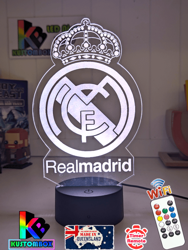 REAL MADRID Football Soccer Club 3D LED Night Light Lamp - KustomboxNight Lights & Ambient LightingKustomboxStandard Size - No Name