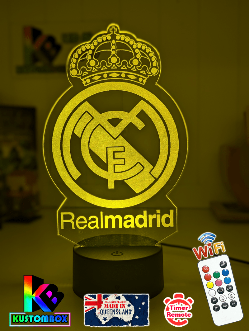 REAL MADRID Football Soccer Club 3D LED Night Light Lamp - KustomboxNight Lights & Ambient LightingKustomboxStandard Size - No Name