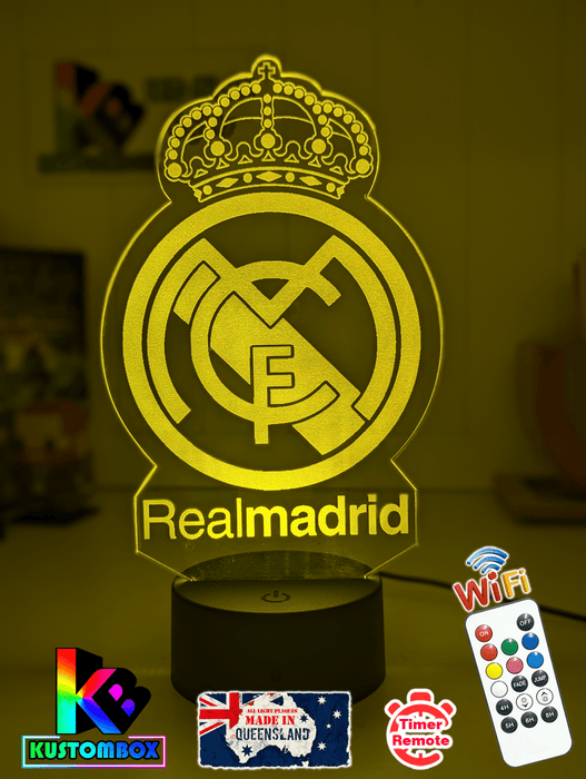 REAL MADRID Football Soccer Club 3D LED Night Light Lamp - KustomboxNight Lights & Ambient LightingKustomboxStandard Size - No Name