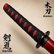 Red Wooden Daito Bokken Training Sword | Samurai Katana Practice Sword - Kustomboxwooden training swordKustombox1 x Red Bokken Sword + Stand