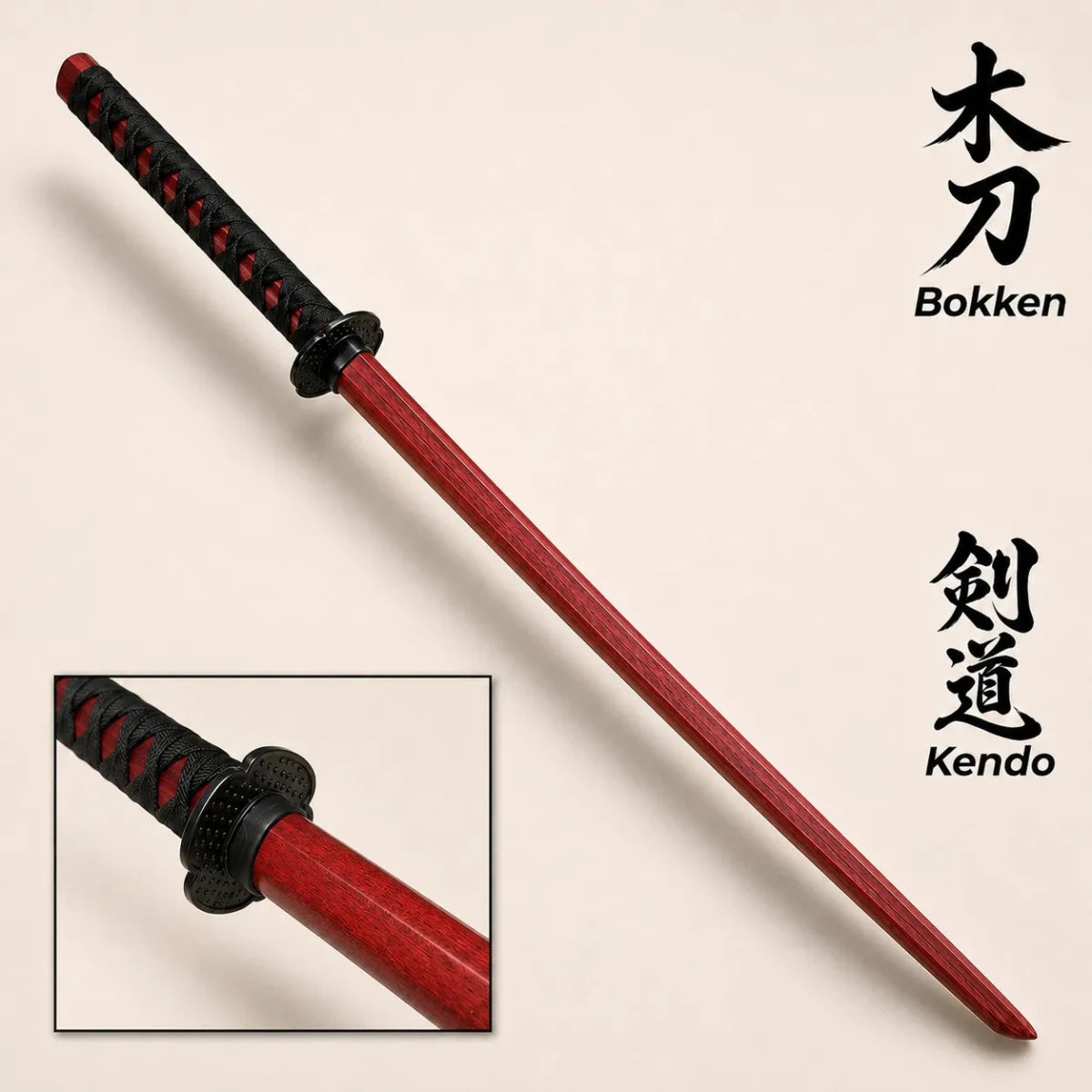 Red Wooden Daito Bokken Training Sword | Samurai Katana Practice Sword - Kustomboxwooden training swordKustombox1 x Red Bokken Sword