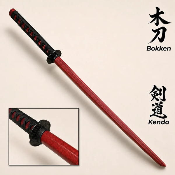 Red Wooden Daito Bokken Training Sword | Samurai Katana Practice Sword - Kustomboxwooden training swordKustombox1 x Red Bokken Sword