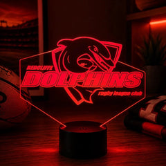 Redcliffe Dolphins Personalised Rugby League 3D LED Night Light Lamp - KustomboxNight Lights & Ambient LightingKustomboxStandard SizeBlack 16 Colours + Remote