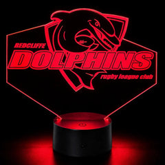 Redcliffe Dolphins Personalised Rugby League 3D LED Night Light Lamp - KustomboxNight Lights & Ambient LightingKustomboxStandard SizeBlack 16 Colours + Remote