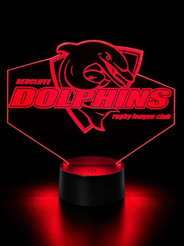 Redcliffe Dolphins Personalised Rugby League 3D LED Night Light Lamp - KustomboxNight Lights & Ambient LightingKustomboxStandard SizeBlack 16 Colours + Remote