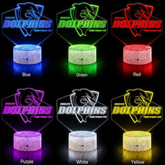Redcliffe Dolphins Personalised Rugby League 3D LED Night Light Lamp - KustomboxNight Lights & Ambient LightingKustomboxStandard SizeBlack 16 Colours + Remote
