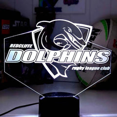 Redcliffe Dolphins Personalised Rugby League 3D LED Night Light Lamp - KustomboxNight Lights & Ambient LightingKustomboxStandard SizeBlack 16 Colours + Remote