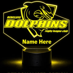 Redcliffe Dolphins Personalised Rugby League 3D LED Night Light Lamp - KustomboxNight Lights & Ambient LightingKustomboxStandard SizeBlack 16 Colours + Remote