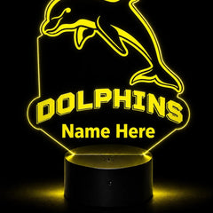 Redcliffe Dolphins Rugby League Personalised 3D LED Night Light Lamp - KustomboxNight Lights & Ambient LightingKustomboxStandard SizeBlack 16 Colours + Remote