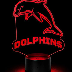 Redcliffe Dolphins Rugby League Personalised 3D LED Night Light Lamp - KustomboxNight Lights & Ambient LightingKustomboxStandard SizeBlack 16 Colours + Remote