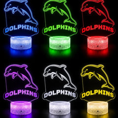 Redcliffe Dolphins Rugby League Personalised 3D LED Night Light Lamp - KustomboxNight Lights & Ambient LightingKustomboxStandard SizeBlack 16 Colours + Remote