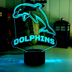 Redcliffe Dolphins Rugby League Personalised 3D LED Night Light Lamp - KustomboxNight Lights & Ambient LightingKustomboxStandard SizeBlack 16 Colours + Remote