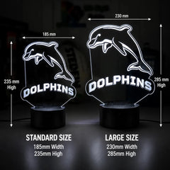 Redcliffe Dolphins Rugby League Personalised 3D LED Night Light Lamp - KustomboxNight Lights & Ambient LightingKustomboxStandard SizeBlack 16 Colours + Remote