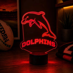 Redcliffe Dolphins Rugby League Personalised 3D LED Night Light Lamp - KustomboxNight Lights & Ambient LightingKustomboxStandard SizeBlack 16 Colours + Remote