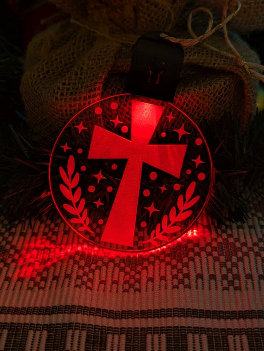 Religious Crucifix Cross Christmas Tree Bauble 3d LED Night Light Decoration - KustomboxNight Lights & Ambient LightingKustomboxBauble - Standard Size