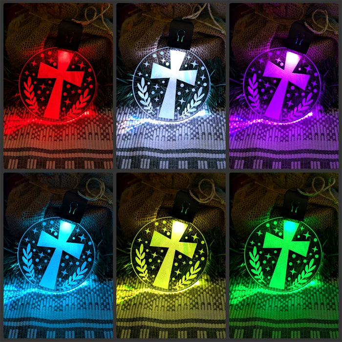 Religious Crucifix Cross Christmas Tree Bauble 3d LED Night Light Decoration - KustomboxNight Lights & Ambient LightingKustomboxBauble - Standard Size