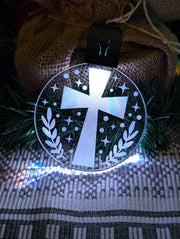 Religious Crucifix Cross Christmas Tree Bauble 3d LED Night Light Decoration - KustomboxNight Lights & Ambient LightingKustomboxBauble - Standard Size