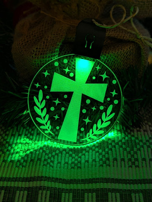 Religious Crucifix Cross Christmas Tree Bauble 3d LED Night Light Decoration - KustomboxNight Lights & Ambient LightingKustomboxBauble - Standard Size
