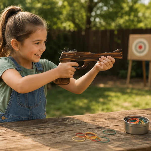 Revolver Pistol Wooden Rubber Band Hand Gun Classic Wooden Toy - KustomboxToys & GamesKustombox1 x Musket Gun