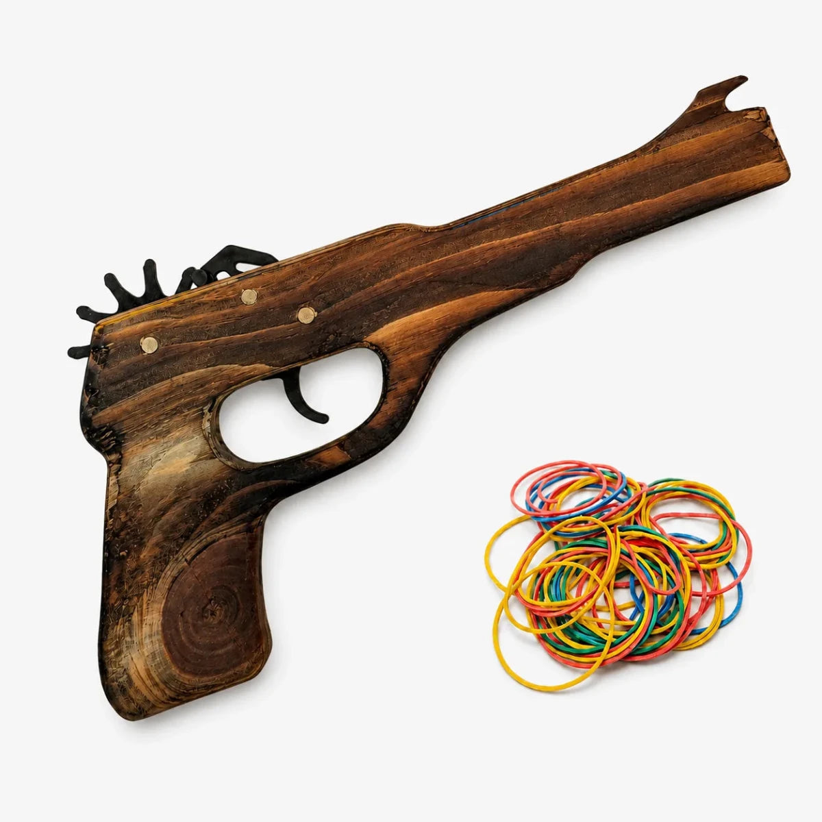 Revolver Pistol Wooden Rubber Band Hand Gun Classic Wooden Toy - KustomboxToys & GamesKustombox1 x Revolver Pistol