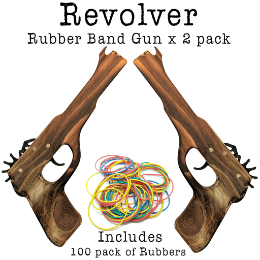 Revolver Pistol Wooden Rubber Band Hand Gun Classic Wooden Toy - KustomboxToys & GamesKustomboxRevolver Pistol x 2