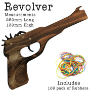 Revolver Pistol Wooden Rubber Band Hand Gun Classic Wooden Toy - KustomboxToys & GamesKustomboxRevolver Pistol x 2