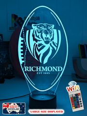 Richmond Tigers 3D LED lamp with custom name and 16-colour glow.