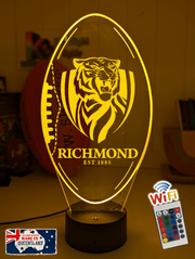 Richmond Tigers 3D LED night light glowing softly in a child’s room.