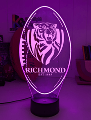 Richmond Tigers 3D LED night lamp in gift box – perfect personalised AFL fan gift.