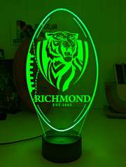 Richmond Tigers 3D LED lamp with 16-colour acrylic lams– adjustable brightness and fading colours 