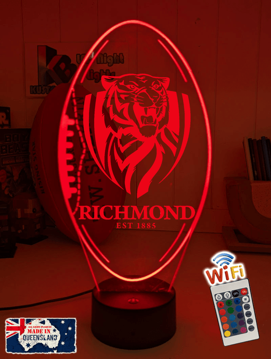 Richmond Tigers Australian Football Club 3D LED Night Light Lamp - KustomboxNight Lights & Ambient LightingKustomboxStandard Size
