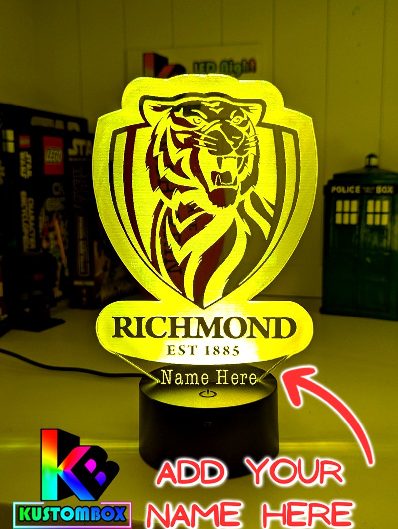 RICHMOND TIGERS Australian Football Club LED Night Light Lamp custom name option