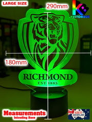 RICHMOND TIGERS Australian Football Club LED Night Light Lamp large size lamp