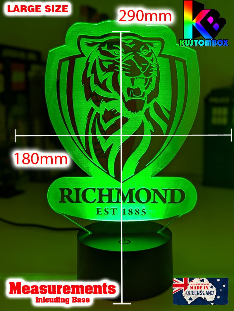 RICHMOND TIGERS Australian Football Club LED Night Light Lamp - KustomboxNight Lights & Ambient LightingKustomboxStandard Size