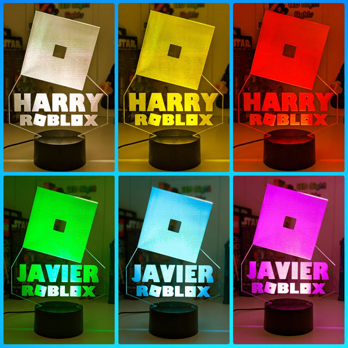 ROBLOX LOGO Personalised Name Gaming 3D LED Night Light Room Lamp - KustomboxNight Lights & Ambient LightingKustombox220mm High